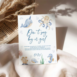 Póster Rótulo de Juegos de Baby Shower Temática del Océan