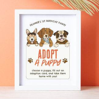 Póster Rótulo de la Actividad de Adopción de Cumpleaños d