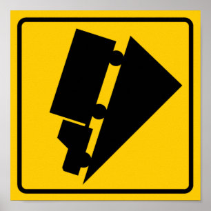 Póster Rótulo de la autopista de advertencia de alto o al
