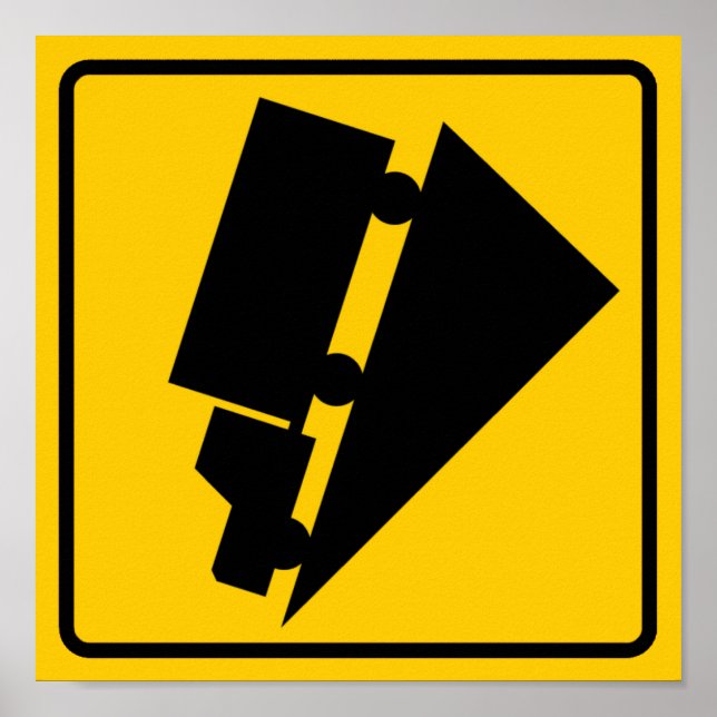 Póster Rótulo de la autopista de advertencia de alto o al (Frente)
