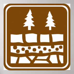 Póster Rótulo de la autopista de atracción geológica