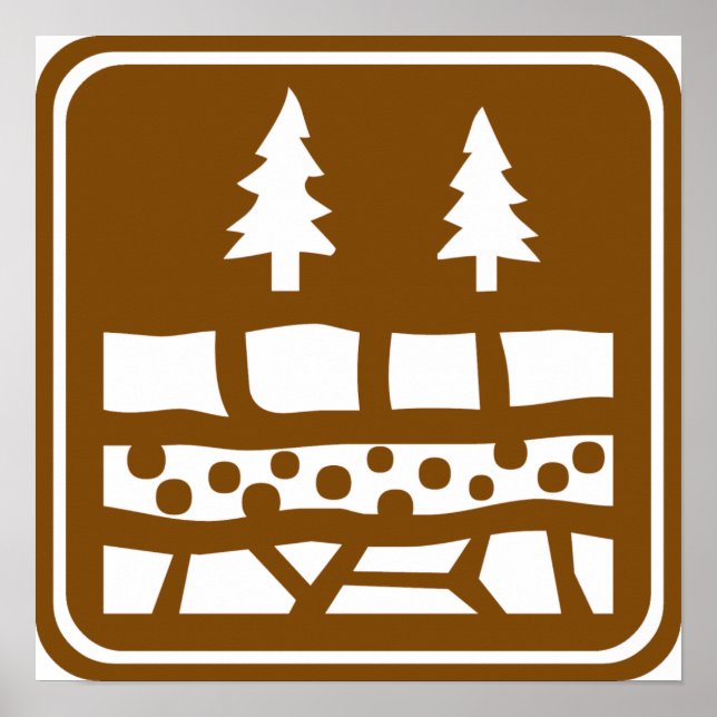 Póster Rótulo de la autopista de atracción geológica (Frente)