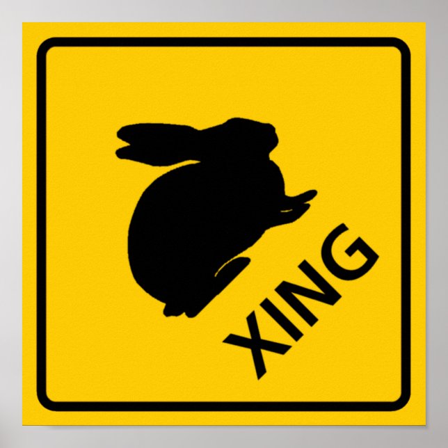 Póster Rótulo de la autopista de cruce de conejos (Frente)