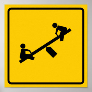 Póster Rótulo de la autopista de la zona de juegos