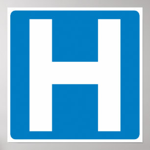 Póster Rótulo de la autopista de la zona hospitalaria