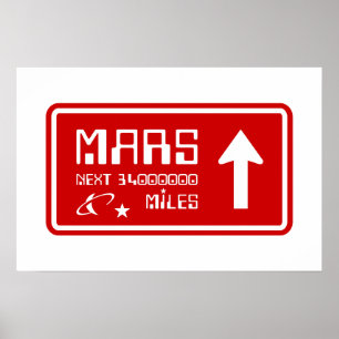 Póster Rótulo de la autopista de Marte