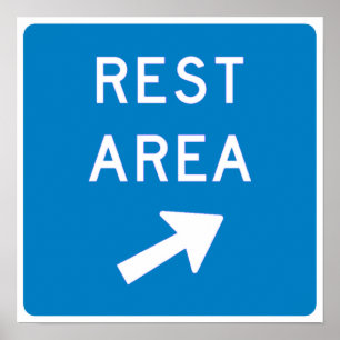 Póster Rótulo de la autopista del área de descanso