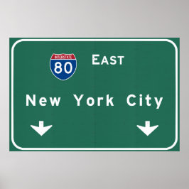 Póster Rótulo de la autopista interestatal de Nueva York