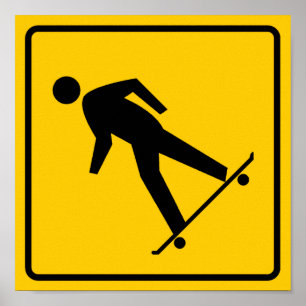 Póster Rótulo de la autopista Skateboard Zone