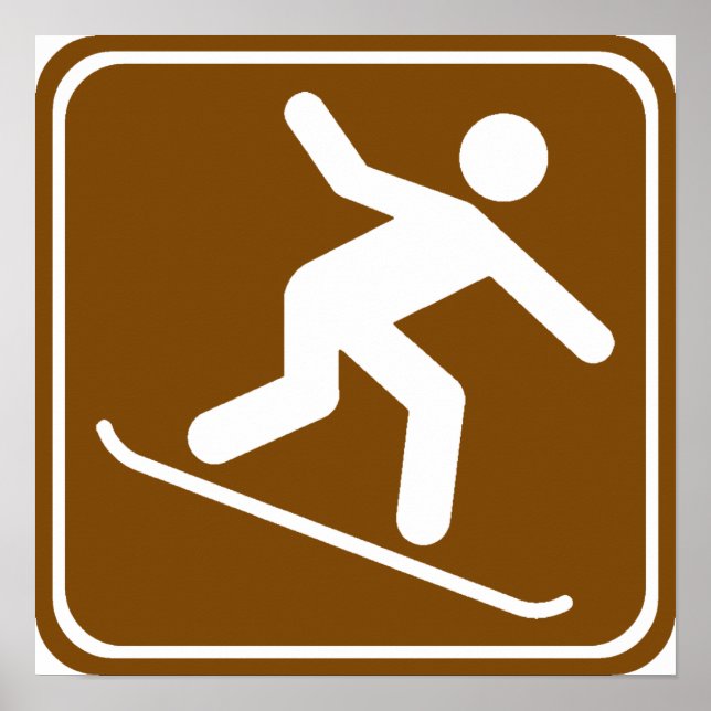 Póster Rótulo de la autopista Snowboarding (Frente)