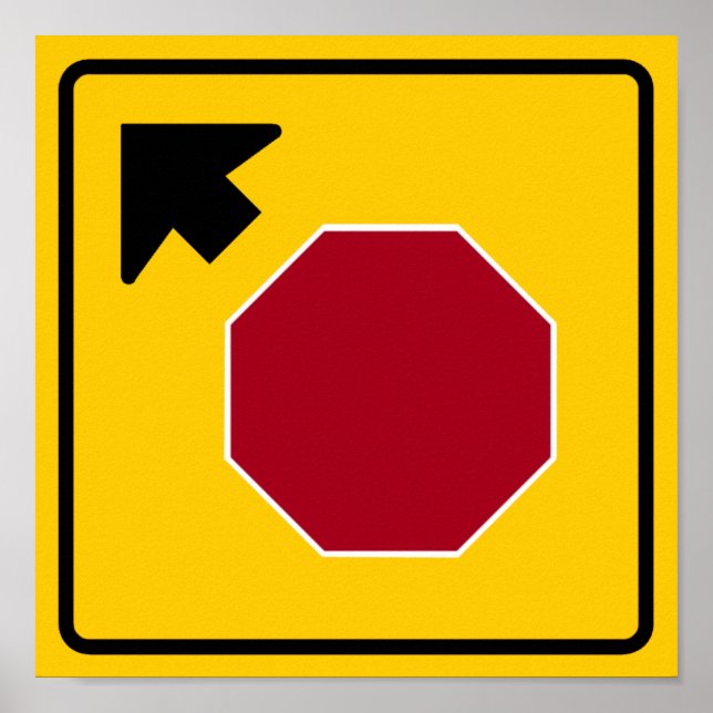Póster Rótulo de la autopista Stop Ahead (Frente)