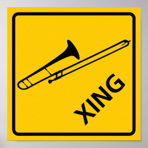 Póster Rótulo de la autopista Trombone Crossing