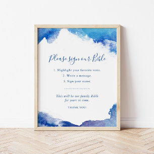 Póster Rótulo de la Biblia Sapphire Tide Boda