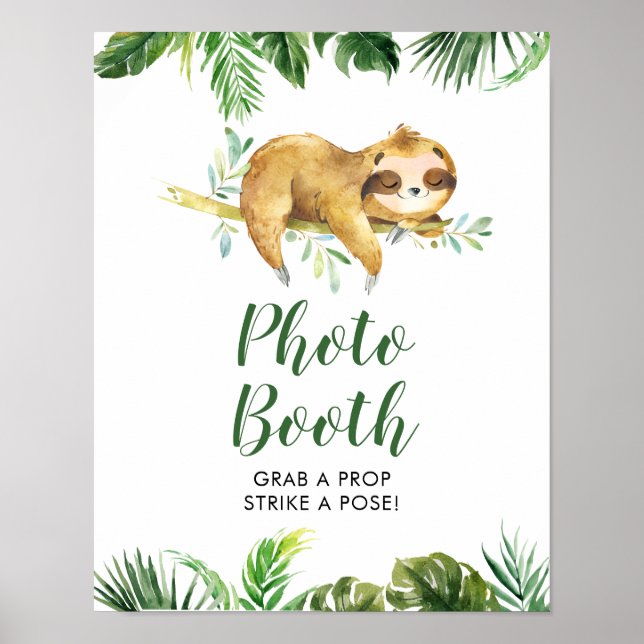 Póster Rótulo de la cabina de fotos de Baby Shower Tropic (Frente)