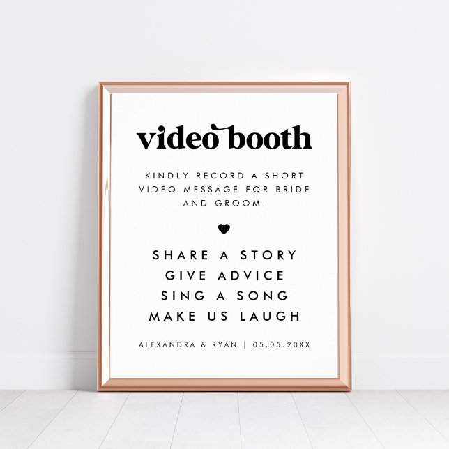 Póster Rótulo de la cabina de vídeo Boda de guiones retro (Subido por el creador)