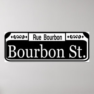 Póster Rótulo de la calle Bourbon