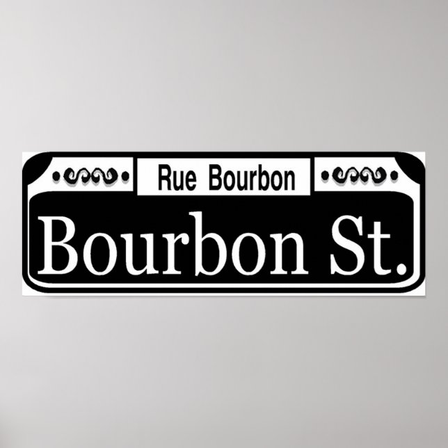Póster Rótulo de la calle Bourbon (Frente)