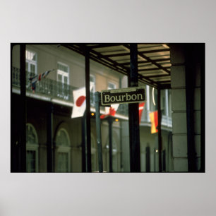 Póster Rótulo de la calle Bourbon en Nueva Orleans