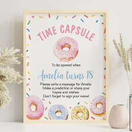 Póster Rótulo de la cápsula de cumpleaños de Donut Chica