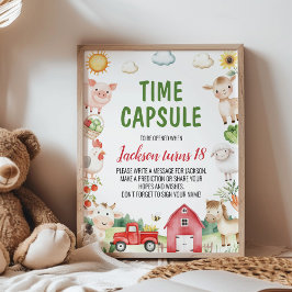 Póster Rótulo de la cápsula de la hora del cumpleaños de