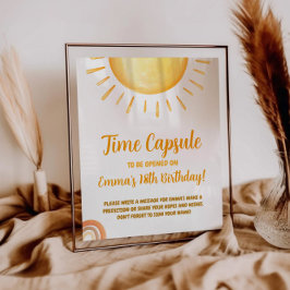 Póster Rótulo de la cápsula de la hora del primer cumplea