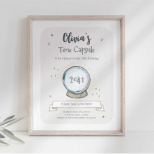 Póster Rótulo de la cápsula de tiempo del Fiesta del asis