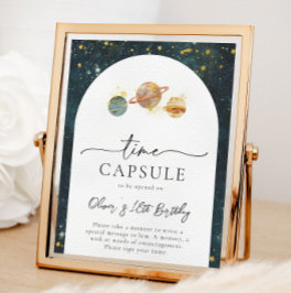 Póster Rótulo de la cápsula de tiempo espacial | Cumpleañ
