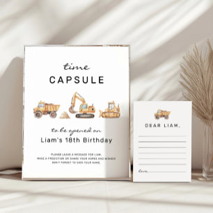 Póster Rótulo de la cápsula del cumpleaños de la construc