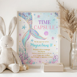 Póster Rótulo de la cápsula del cumpleaños de la sirena b