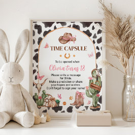 Póster Rótulo de la cápsula del cumpleaños de Rodeo Rosa