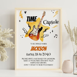 Póster Rótulo de la cápsula del cumpleaños de una guitarr