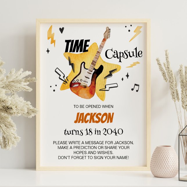 Póster Rótulo de la cápsula del cumpleaños de una guitarr (Subido por el creador)
