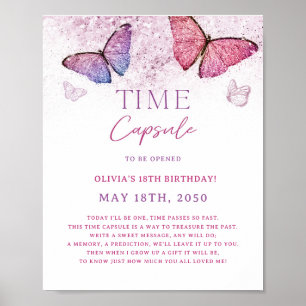 Póster Rótulo de la cápsula del primer cumpleaños de la m