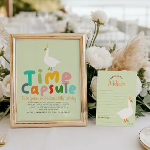 Póster Rótulo de la cápsula del primer cumpleaños de una 