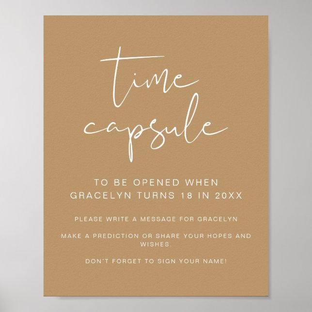 Póster RÓTULO de la cápsula del tiempo de Baby Shower de  (Frente)