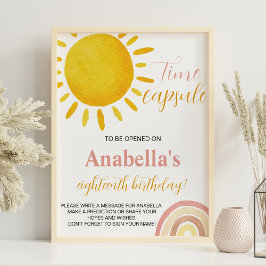 Póster Rótulo de la cápsula del tiempo de cumpleaños del