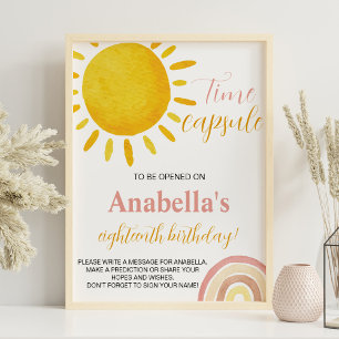Póster Rótulo de la cápsula del tiempo de cumpleaños del 