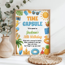 Póster Rótulo de la cápsula del tiempo de fiesta de cumpl