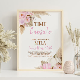 Póster Rótulo de la cápsula del tiempo de la fiesta de cu