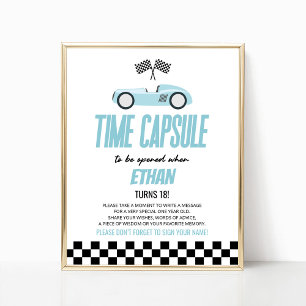 Póster Rótulo de la cápsula del tiempo de la fiesta de cu