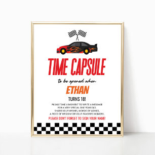 Póster Rótulo de la cápsula del tiempo de la fiesta de cu