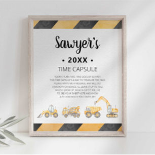 Póster Rótulo de la cápsula del tiempo de los camiones de