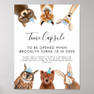 Póster Rótulo de la cápsula del tiempo Fiesta de cumple