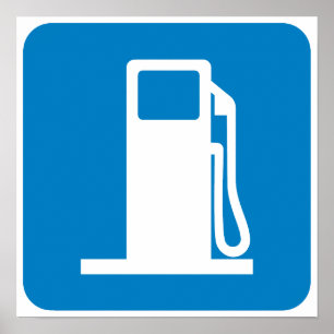 Póster Rótulo de la carretera de la gasolinera