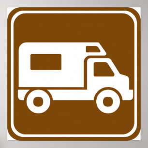 Póster Rótulo de la carretera del camping de rv
