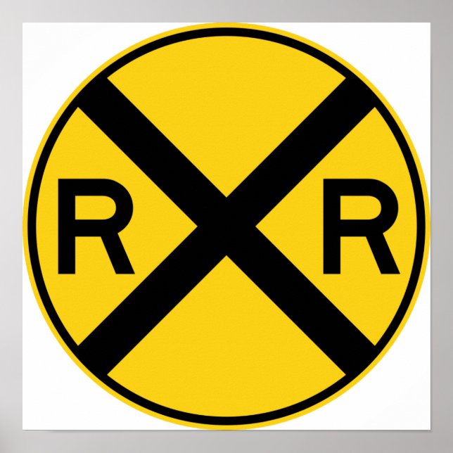 Póster Rótulo de la carretera ferroviaria de cruce (Frente)