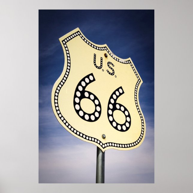 Póster Rótulo de la carretera Route 66 (Frente)