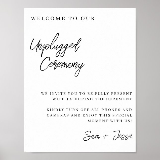 Póster Rótulo de la ceremonia Boda desconectada (Frente)