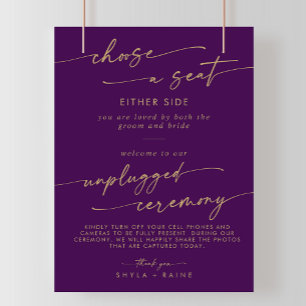 Póster Rótulo de la ceremonia de desenchufe del Boho Gold