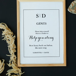 Póster Rótulo de la cesta de baño de Boda de monograma mi